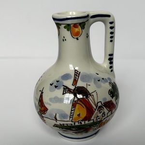 DELFT multi colour hand painted windmill floral small jug pitcher